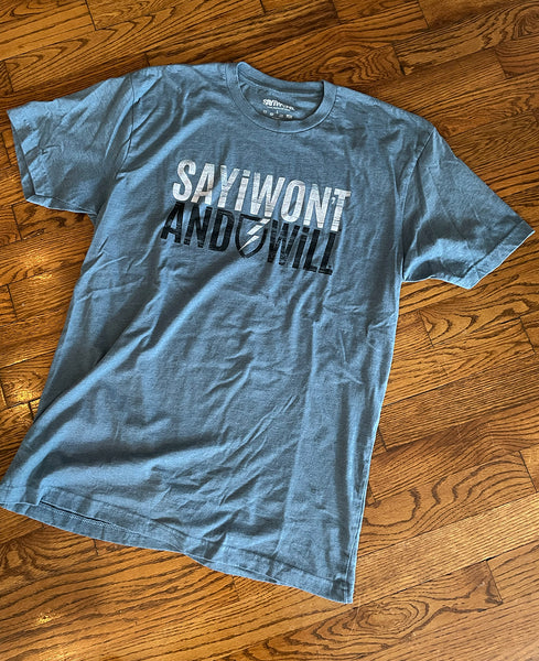 Stacked Creed Tee - Heather Slate Blue