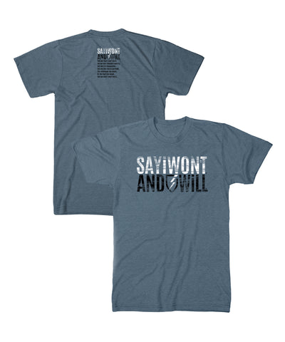 NEW! Stacked Creed Tee - Heather Slate Blue