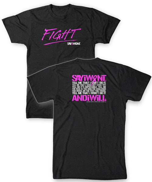 FiGHT.0 Unisex Creed Tee - Charcoal w PiNK
