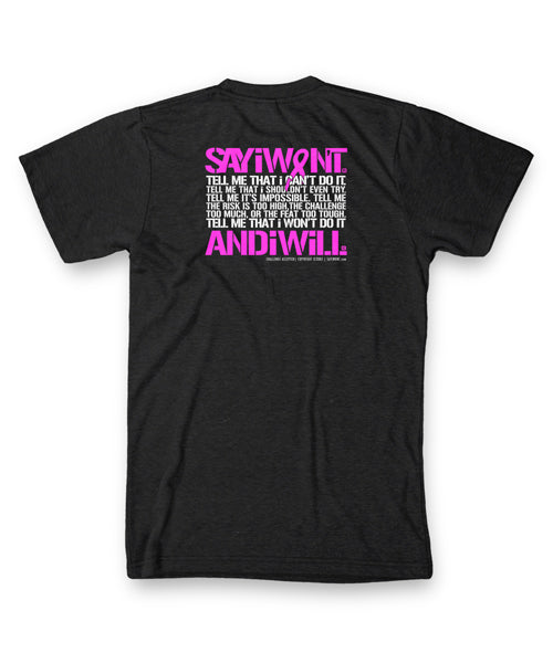 FiGHT.0 Unisex Creed Tee - Charcoal w PiNK