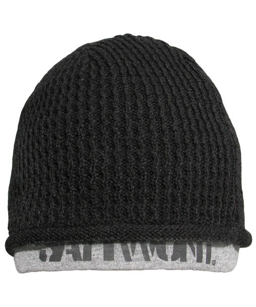 Street Double Beanie Black-Heather Gray Reversible