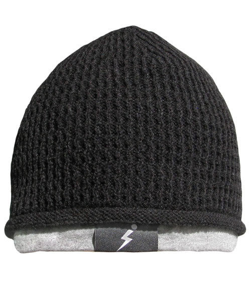 Street Double Beanie Black-Heather Gray Reversible