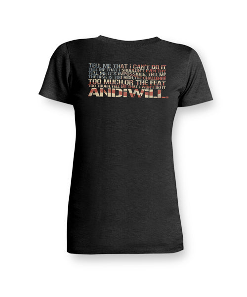 Faded Flag Creed Tee LADIES - Black
