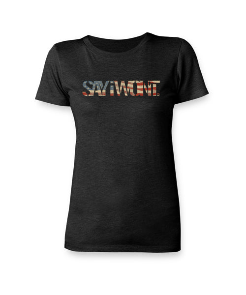 Faded Flag Creed Tee LADIES - Black