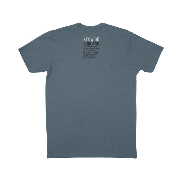 Stacked Creed Tee - Heather Slate Blue