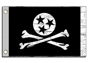 Tri Star Jolly Roger FLAG - Black