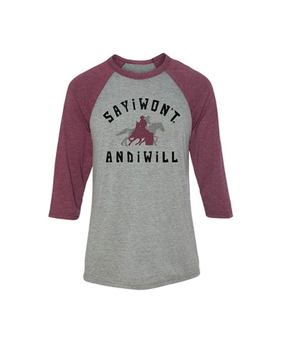 Undefeated Tri-Blend 3-4 Raglan - Gray and Maroon